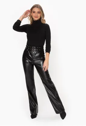 Pantalon recto para dama con cinturones