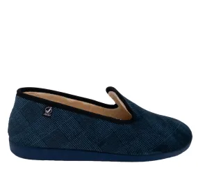 ZAPATILLA JAVER 31-309 PANTUFLA DE CASA CERRADA MUY CÓMODA PARA HOMBRE TEXTIL CUADROS MARINO 27931
